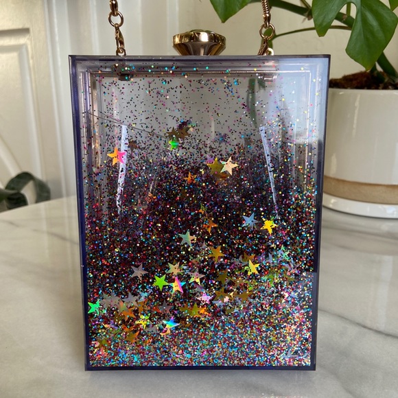 Dolls Kill Handbags - DOLLS KILL • Glitter Purse Plastic Rainbow Crossbody Bag Barbie Bratz Gold Chain